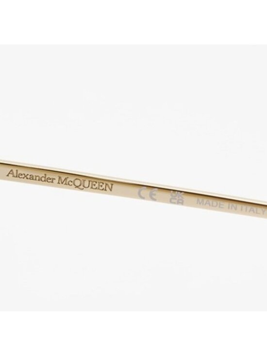 Alexander McQueen AM0362S 003 Unisex Sunglasses Gold Shield Frame, Grey Lenses main image 8
